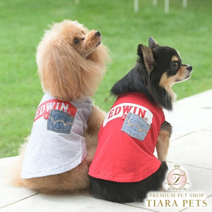 エドウイン EDWIN デニムポケットボックスロゴタンク【犬服 ウエア トップス タンクトップ カジュアル】