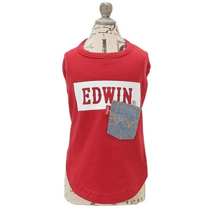 エドウイン EDWIN デニムポケットボックスロゴタンク【犬服 ウエア トップス タンクトップ カジュアル】