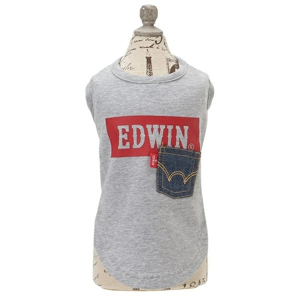 エドウイン EDWIN デニムポケットボックスロゴタンク【犬服 ウエア トップス タンクトップ カジュアル】