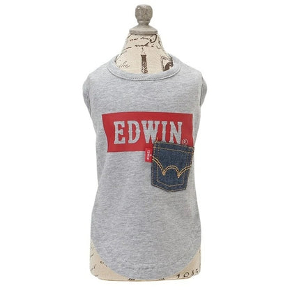 エドウイン EDWIN デニムポケットボックスロゴタンク【犬服 ウエア トップス タンクトップ カジュアル】