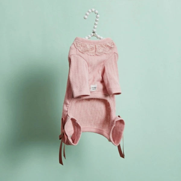 ルイスドッグ louisdog Eyelet All-in-One/Pink【小型犬 犬用 犬服 オールインワン ロンパース つなぎ セレブ】