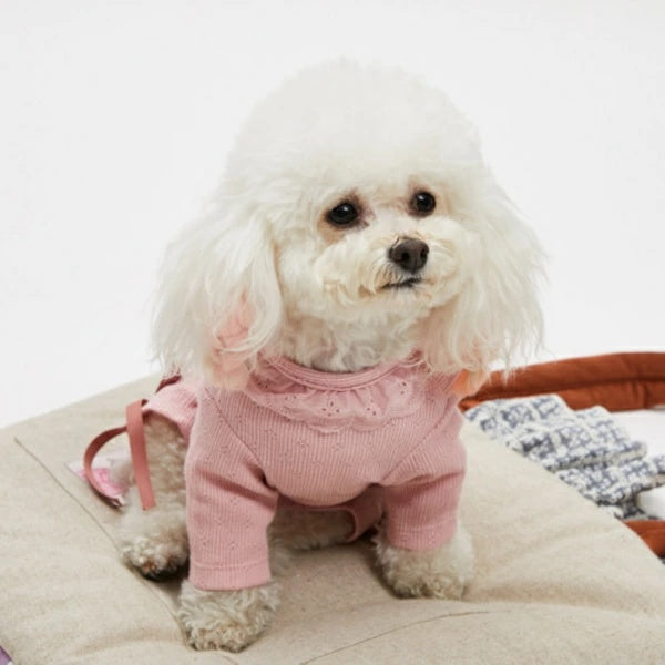 ルイスドッグ louisdog Eyelet All-in-One/Pink【小型犬 犬用 犬服 オールインワン ロンパース つなぎ セレブ】
