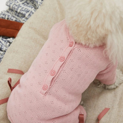 ルイスドッグ louisdog Eyelet All-in-One/Pink【小型犬 犬用 犬服 オールインワン ロンパース つなぎ セレブ】