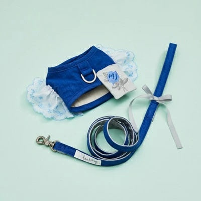 ルイスドッグ louisdog Walk With Me/Blue Rose【小型犬 犬用 ハーネス リード カラー セット セレブ】