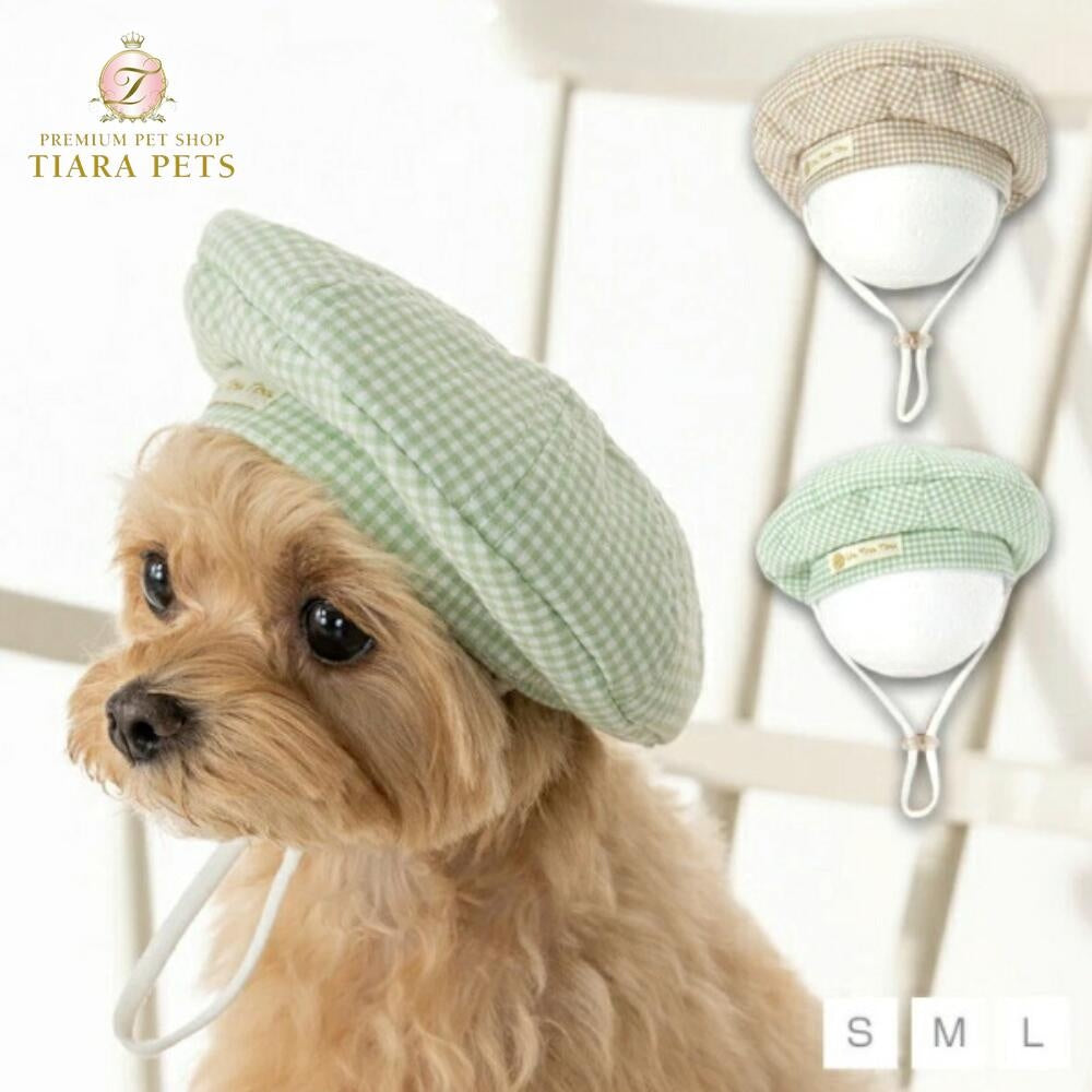 アントゥトゥ Un TouTou ギンガムチェック柄帽子【小型犬 犬服 犬用  アクセサリー 帽子 グッズ セレブ】