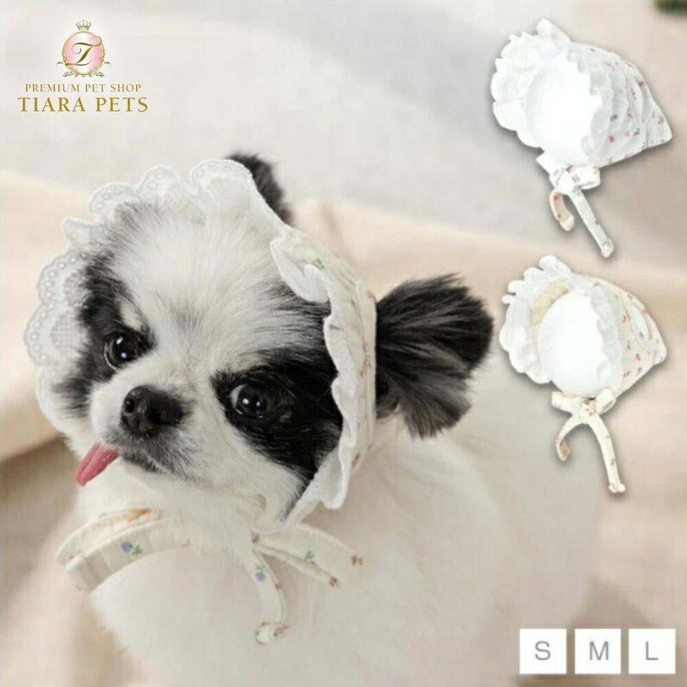 アントゥトゥ Un TouTou 小花柄レース帽子【小型犬 犬服 犬用  アクセサリー 帽子 グッズ セレブ】