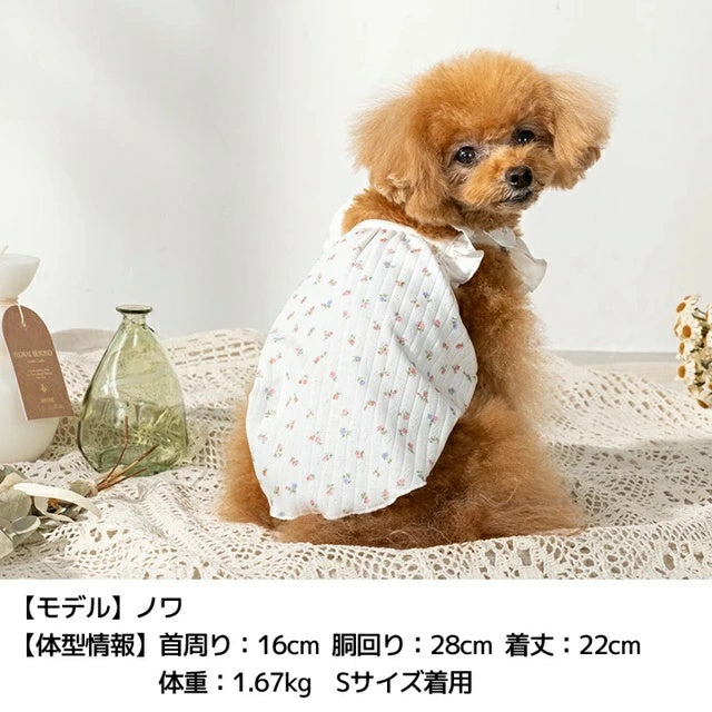 アントゥトゥ Un TouTou 小花柄フリルキャミ【小型犬 犬用 犬服 トップス キャミソール ノースリーブ セレブ】