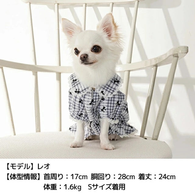 アントゥトゥ Un TouTou レースチェック柄ブラウス【小型犬 犬用 犬服 トップス シャツ ブラウス セレブ】