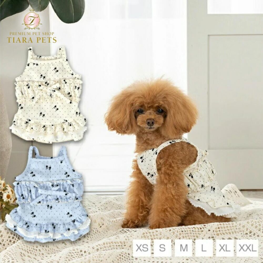 アントゥトゥ Un TouTou リボン柄キャミワンピ【小型犬 犬用 犬服 ワンピース スカート ドレス セレブ】