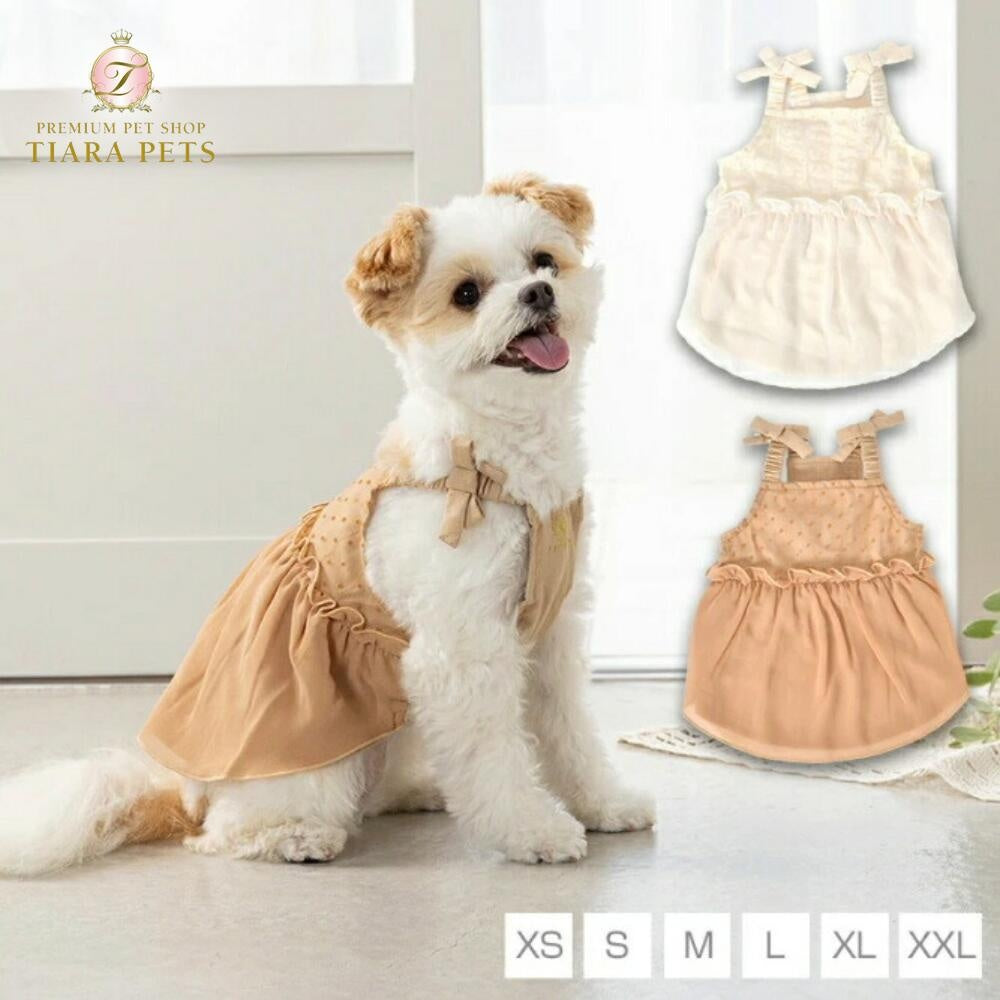 アントゥトゥ Un TouTou ドットシフォンワンピ【小型犬 犬用 犬服 ワンピース スカート ドレス セレブ】