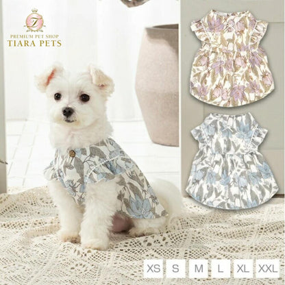 アントゥトゥ Un TouTou 肩フリル切り替えワンピ【小型犬 犬用 犬服 ワンピース スカート ドレス セレブ】
