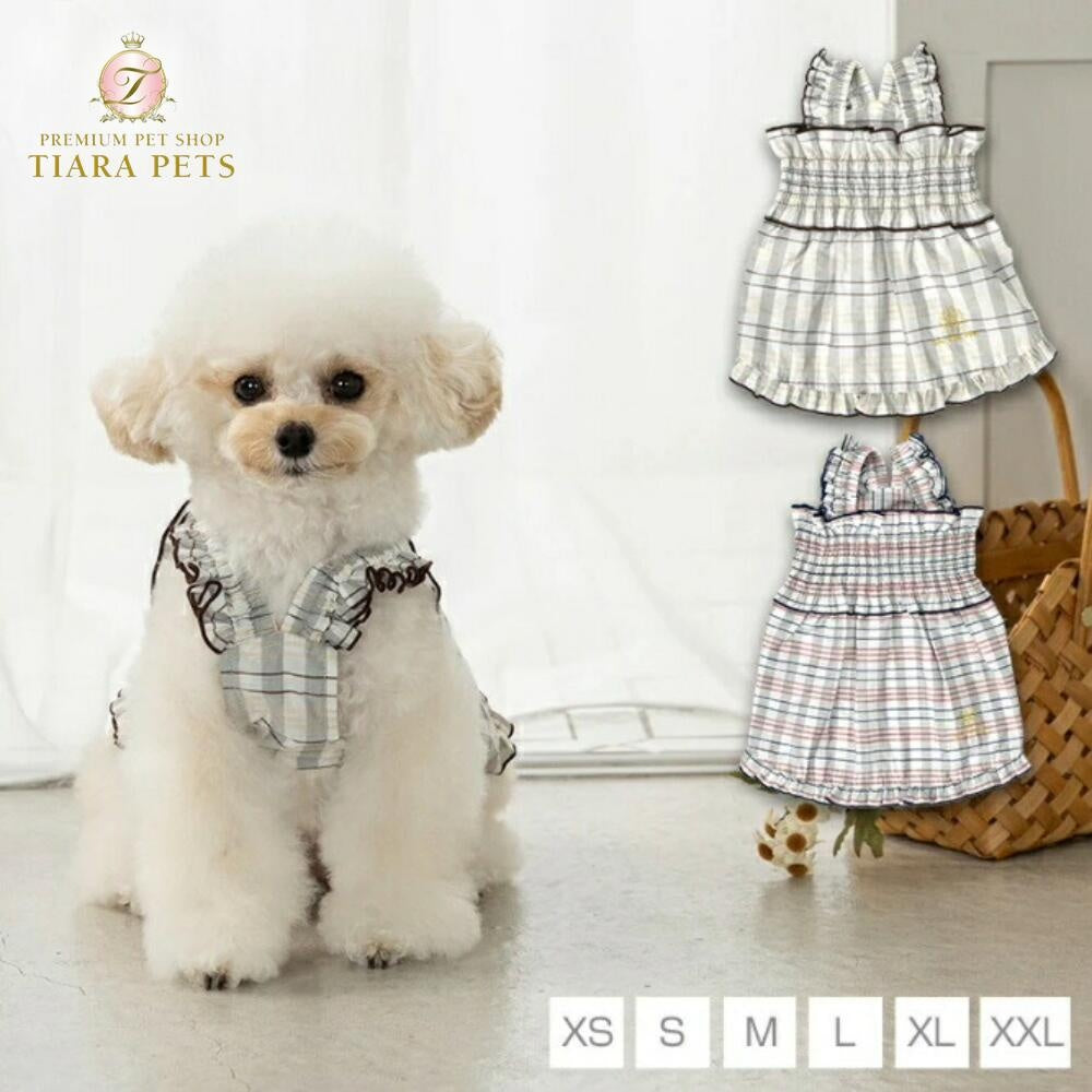 アントゥトゥ Un TouTou シャーリングチェックワンピ【小型犬 犬用 犬服 ワンピース スカート ドレス セレブ】