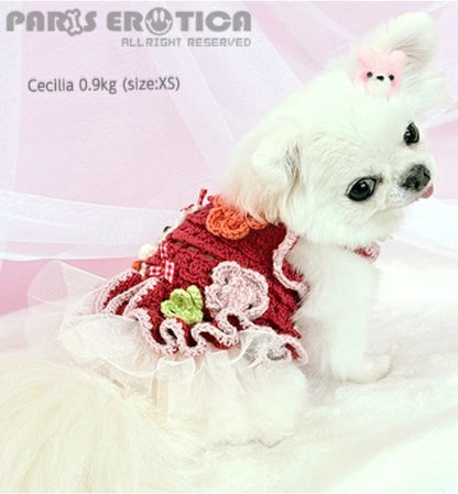 パリエロ PARIERO レース編みニットドレス [オーダーメイド]【小型犬 犬服 ドレス ワンピース スカート セレブ】
