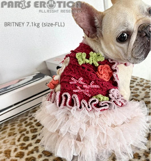 パリエロ PARIERO レース編みニットドレス [オーダーメイド]【小型犬 犬服 ドレス ワンピース スカート セレブ】