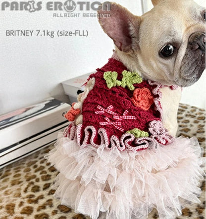 パリエロ PARIERO レース編みニットドレス [オーダーメイド]【小型犬 犬服 ドレス ワンピース スカート セレブ】