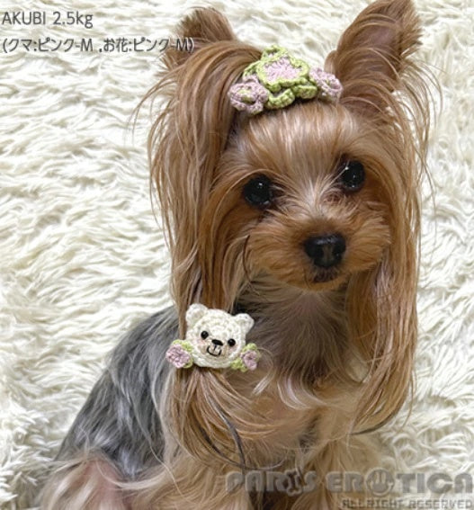 パリエロ PARIERO [受注限定] レース編みニット Hair Bow【小型犬 犬用 ヘアアクセサリー セレブ】