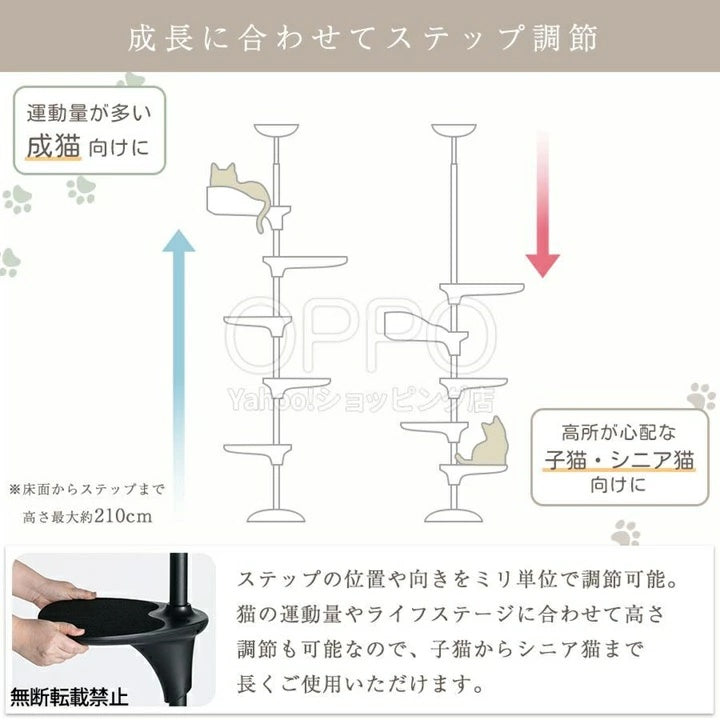OPPO オッポ キャットフォレスト2【猫用 キャットタワー 突っ張り 猫タワー スリム シニア猫 多頭 キャットフォレスト キャットステップ】