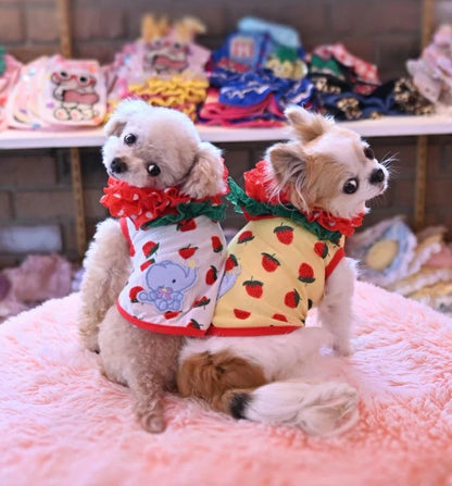 J&Kアニマルズ J&K animals☆予約受付中☆いちごゾウ パーカー【小型犬 犬服 トップス スウェット パーカー フーディ 半袖】