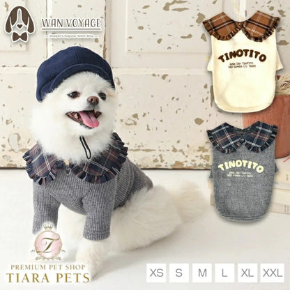 ティノティート TINOTITO タータン襟長袖ニット【小型犬 犬服 トップス ニット カジュアル】