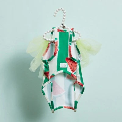 ルイスドッグ louisdog Pool Club/Watermelon Bodysuit【小型犬 犬用 犬服 ボディスーツ 水着 セットアップ セレブ】