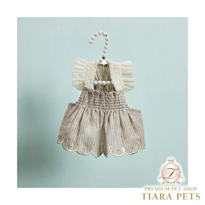 ルイスドッグ louisdog Linen Sun Dress/Antique stripes【小型犬 犬服 ワンピース ドレス スカート セレブ】