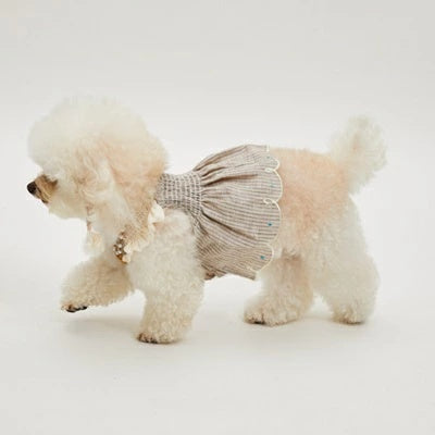 ルイスドッグ louisdog Linen Sun Dress/Antique stripes【小型犬 犬服 ワンピース ドレス スカート セレブ】