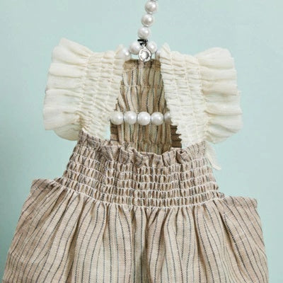 ルイスドッグ louisdog Linen Sun Dress/Antique stripes【小型犬 犬服 ワンピース ドレス スカート セレブ】