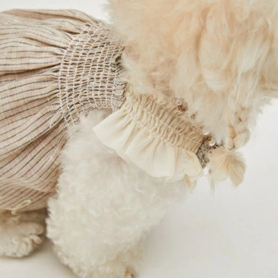 ルイスドッグ louisdog Linen Sun Dress/Antique stripes【小型犬 犬服 ワンピース ドレス スカート セレブ】