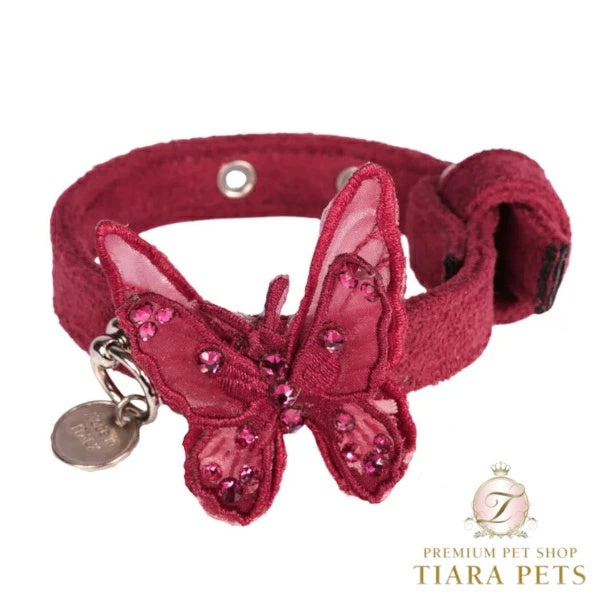 シャーロットドレス Charlotte's Dress Art. f1634N collar Butterfly in Bordeaux【犬用 カラー ハーネス リード セレブ】