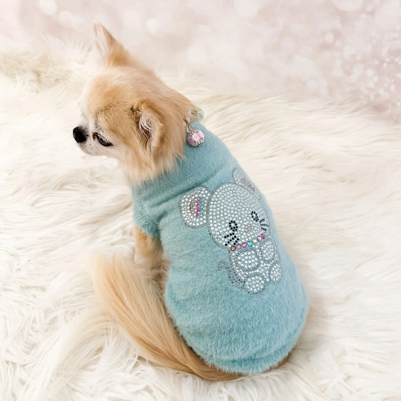 フォーペッツオンリー For Pets Only TopoMio Diamond Rainbow Cuddle Pull Acqua【犬服 トップス ニット セーター セレブ】