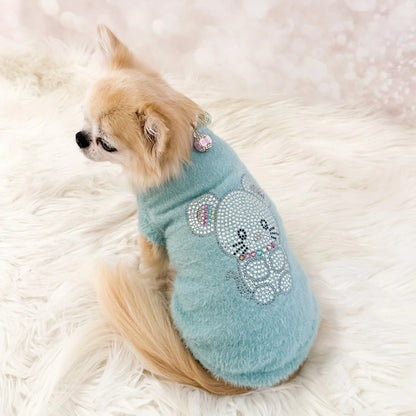 フォーペッツオンリー For Pets Only TopoMio Diamond Rainbow Cuddle Pull Acqua【犬服 トップス ニット セーター セレブ】