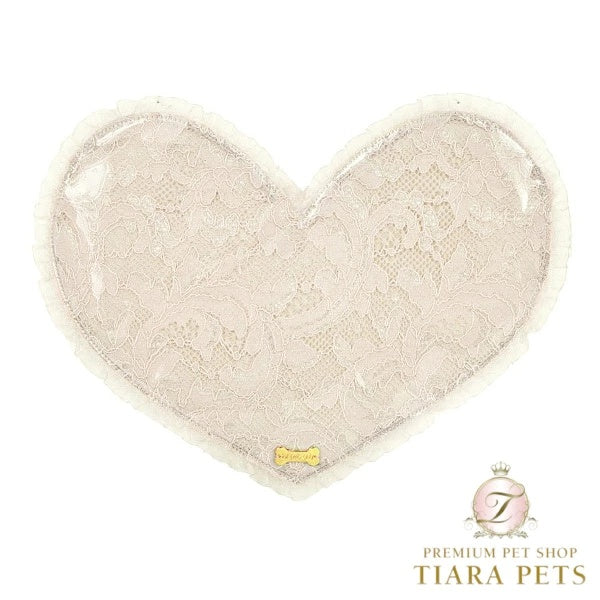 フォーペッツオンリー For Pets Only Heart Lace Lunch Time Mat Ivory【犬用 ランチマット フードマット セレブ】