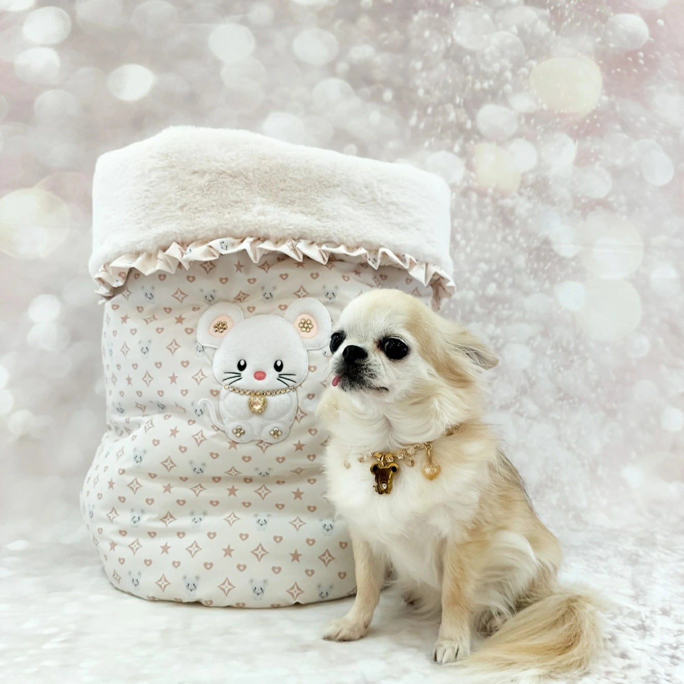 フォーペッツオンリー For Pets Only TopoMio Monogram Sleeping Bed Ivory【犬用 ベッド セレブ】