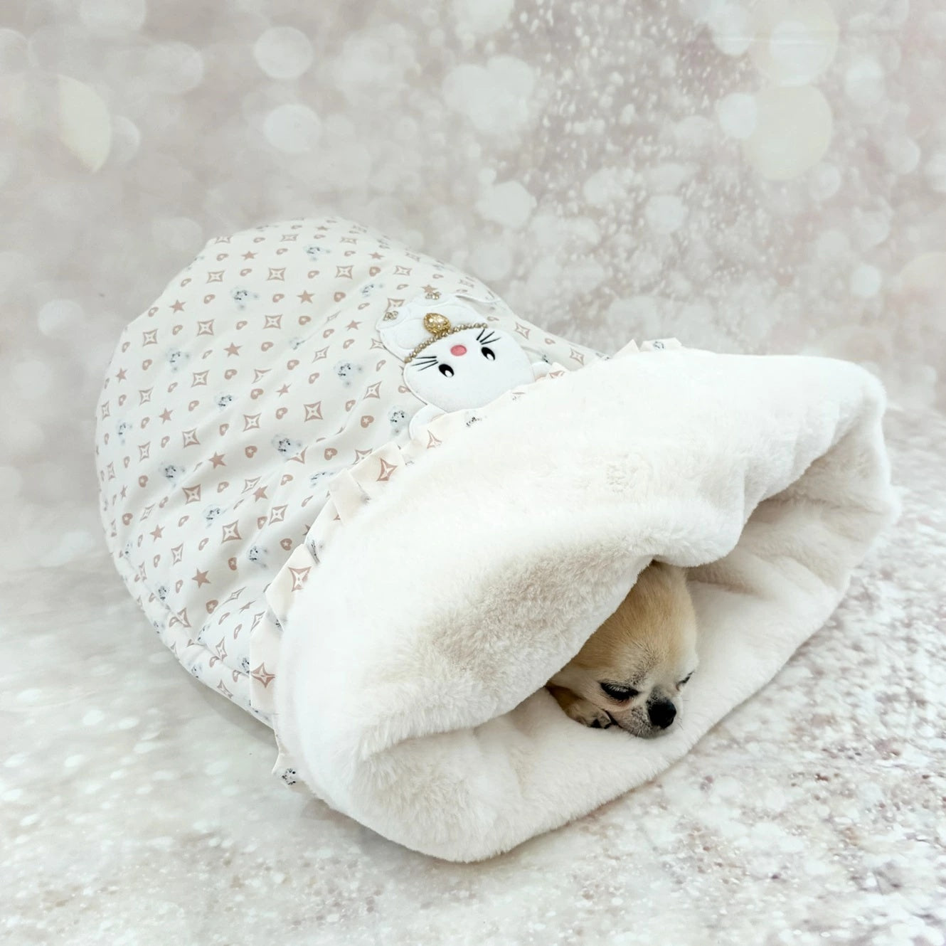 フォーペッツオンリー For Pets Only TopoMio Monogram Sleeping Bed Ivory【犬用 ベッド セレブ】