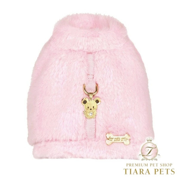 フォーペッツオンリー For Pets Only TopoMio Furry Harness Jacket Pink【犬用 ハーネス ジャケット 一体型 セレブ】