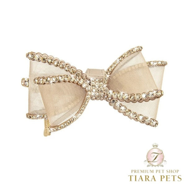 フォーペッツオンリー For Pets Only Perfection In A Bow Collar Greige【小型犬用 犬用 カラー 首輪 お散歩 セレブ】