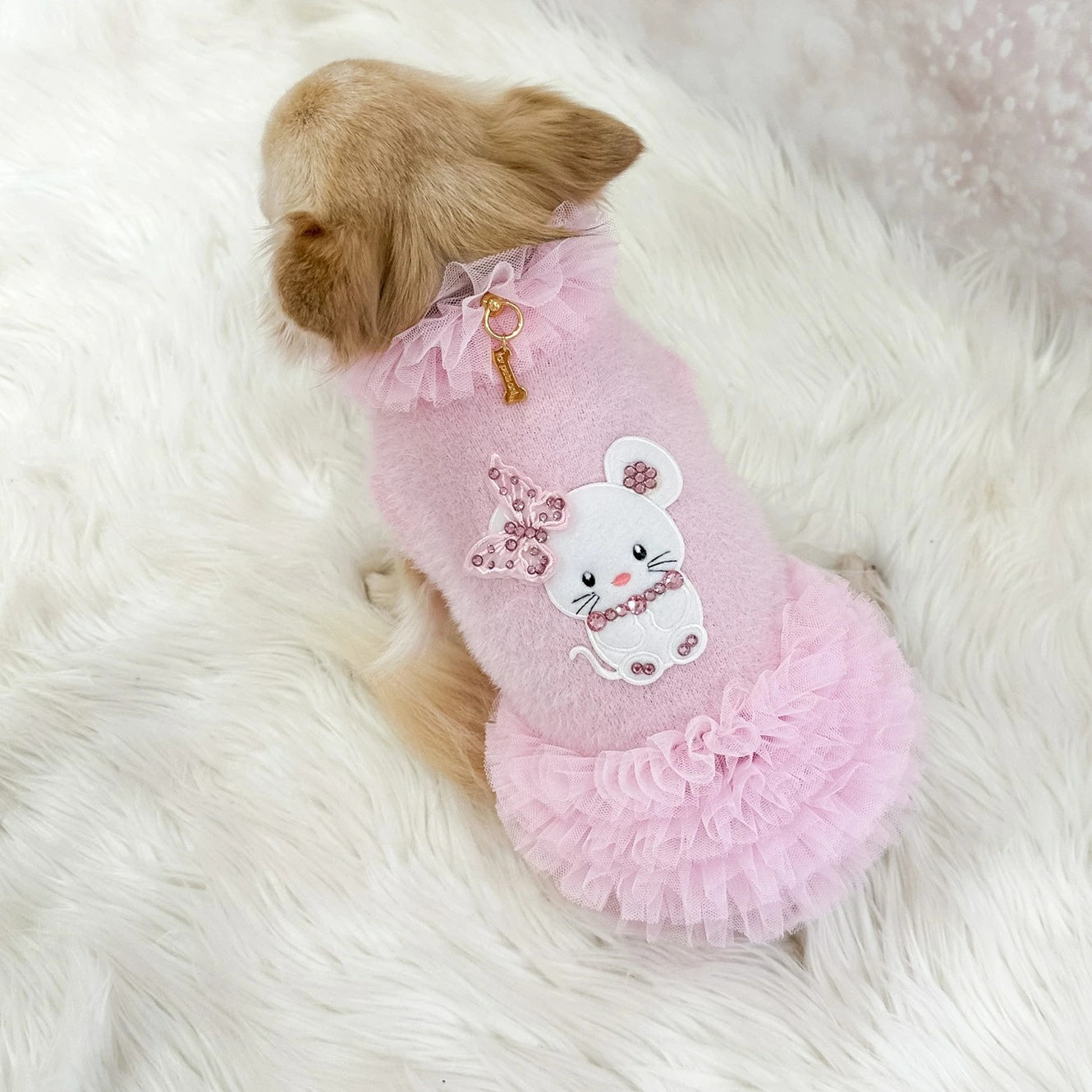フォーペッツオンリー For Pets Only TopoMio Dancing Dress Pink【小型犬用 犬服 ワンピース ドレス スカート セレブ】