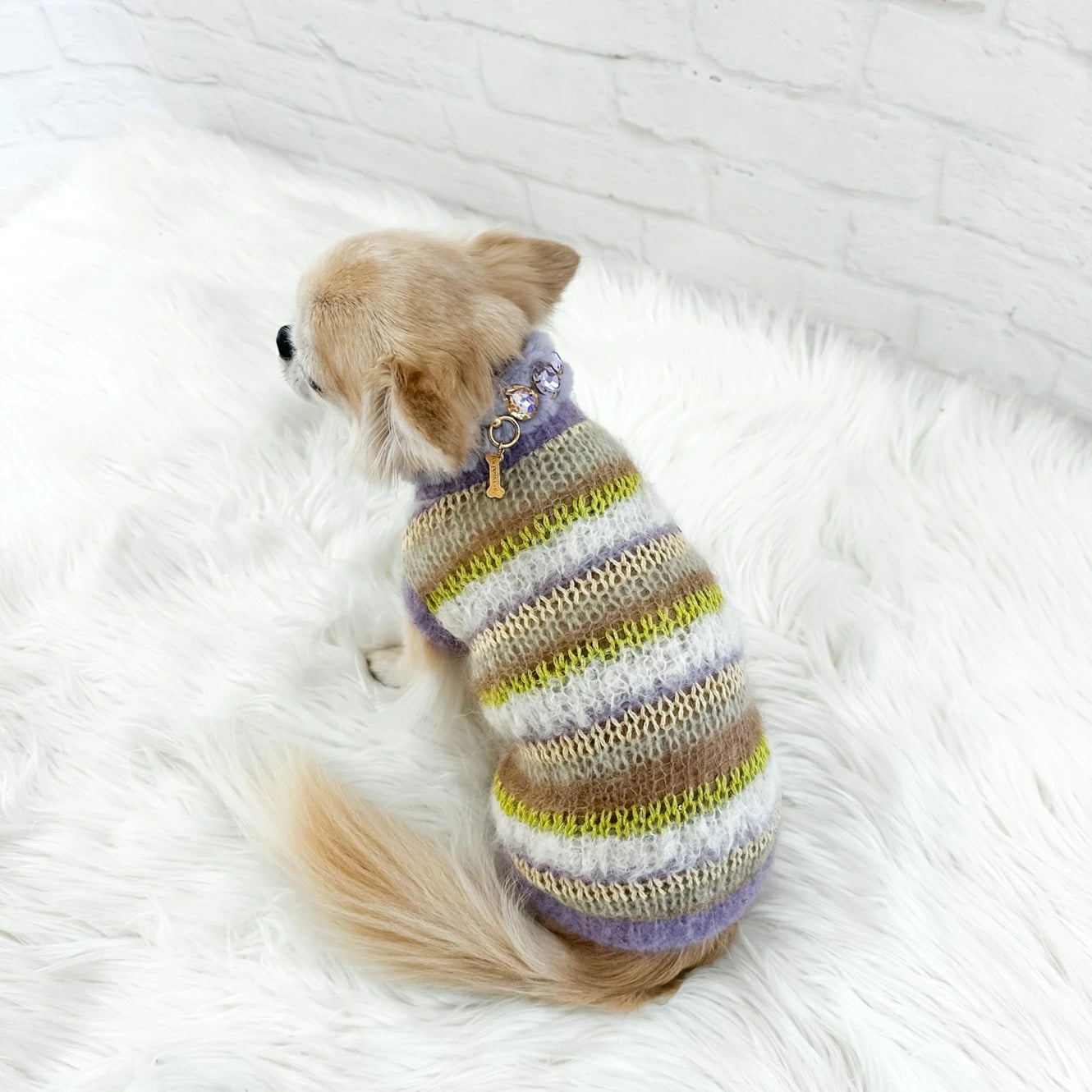 フォーペッツオンリー For Pets Only Righe Da Favola Pull Lilac【小型犬用 犬服 トップス ニット セーター セレブ】