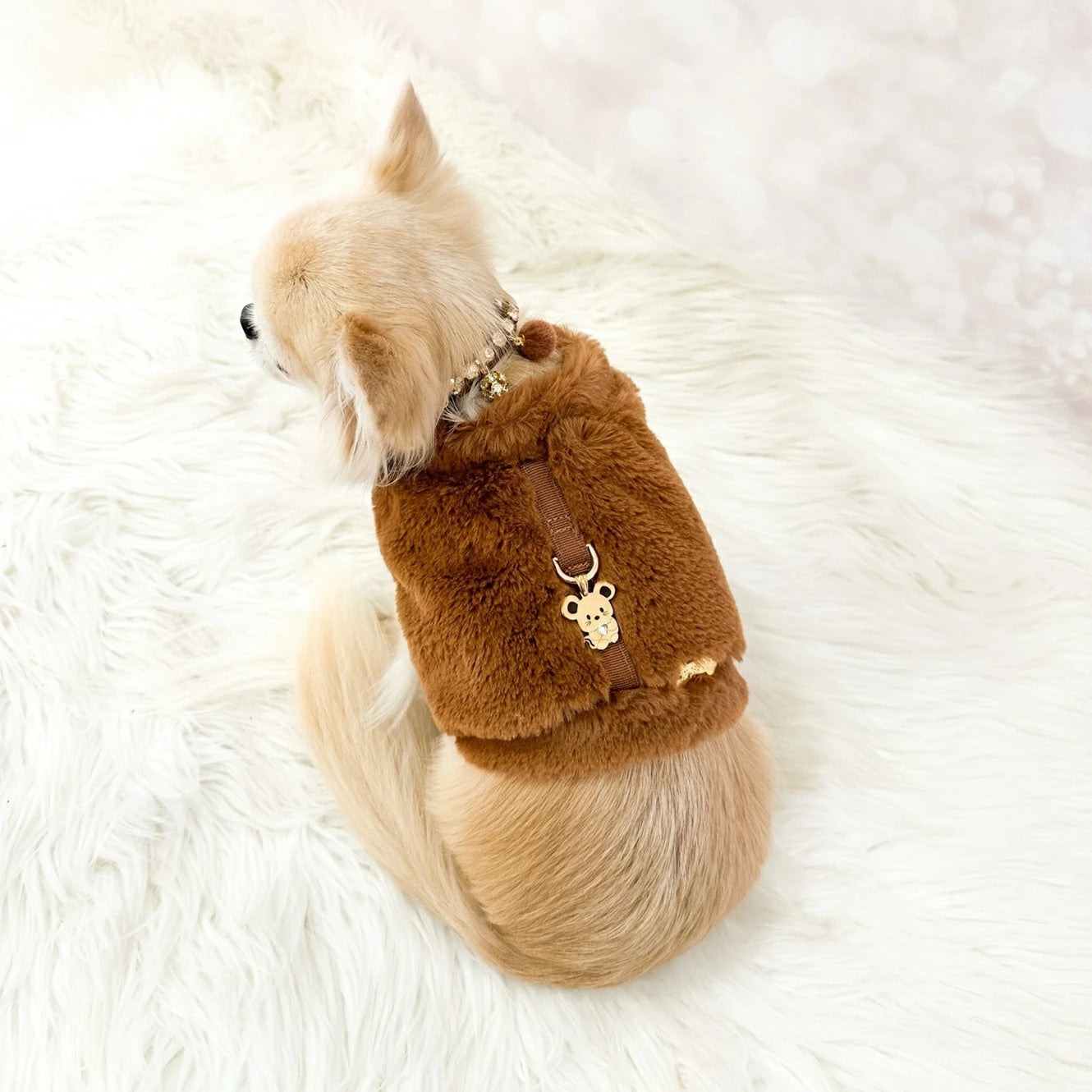 フォーペッツオンリー For Pets Only TopoMio Furry Harness Jacket Caramello【小型犬用 犬用 ハーネス 一体型 セレブ】
