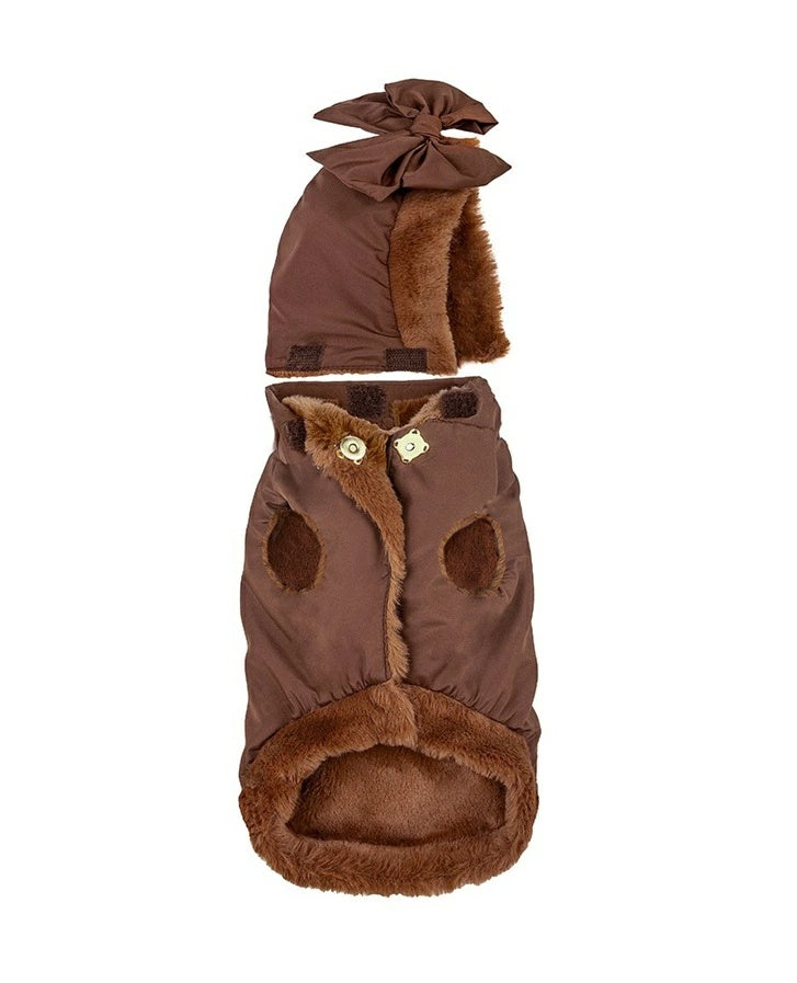 フォーペッツオンリー For Pets Only My Furry Raincoat Brown【小型犬用 犬服 アウター セレブ】