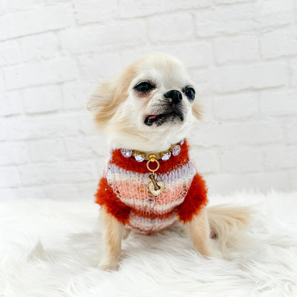 フォーペッツオンリー For Pets Only Righe Da Favola Pull Rust【小型犬用 犬服 トップス セーター ニット セレブ】