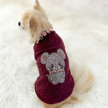フォーペッツオンリー For Pets Only TopoMio Diamond Cuddle Pull Burgundy【小型犬用 犬服 トップス セーター ニット セレブ】