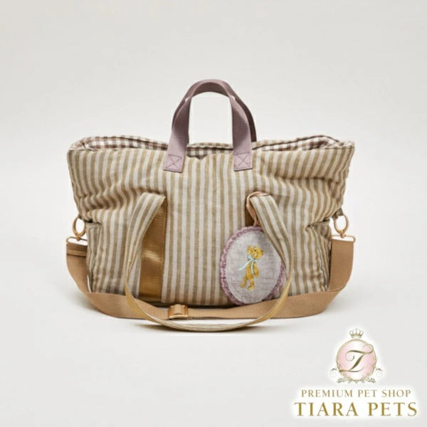 ルイスドッグ louisdog Khaki Stripes 5. Bag【小型犬 犬用 キャリーバッグ セレブ】