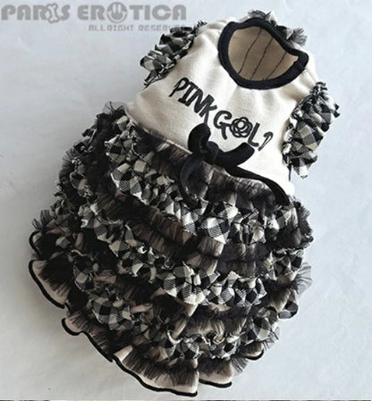パリエロ PARIERO★受注予約★PINK GOLD Ruffle Dress [数量限定]【小型犬 犬服 ワンピース ドレス スカート セレブ】