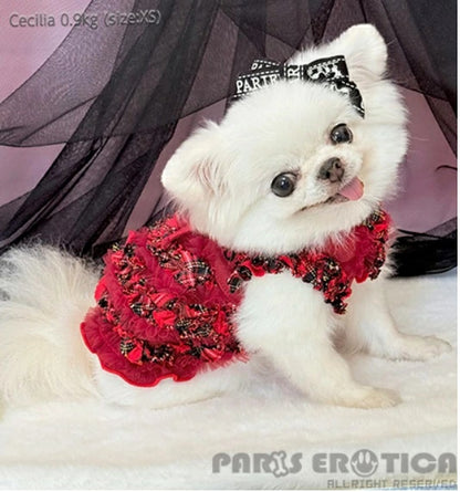 パリエロ PARIERO★受注予約★PINK GOLD Ruffle Dress [数量限定]【小型犬 犬服 ワンピース ドレス スカート セレブ】