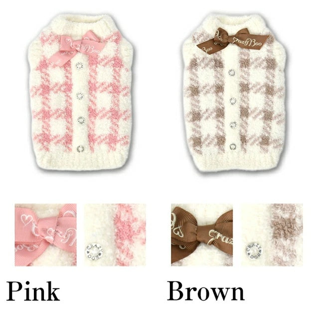 クレイジーブー CRAZYBOO マシュマロチェックニット【犬服 小型犬 トップス ニット セーター セレブ】