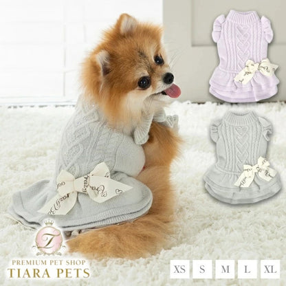 クレイジーブー CRAZYBOO 袖フリルニットワンピ【犬服 小型犬 ワンピース スカート ドレス セレブ】
