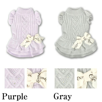 クレイジーブー CRAZYBOO 袖フリルニットワンピ【犬服 小型犬 ワンピース スカート ドレス セレブ】