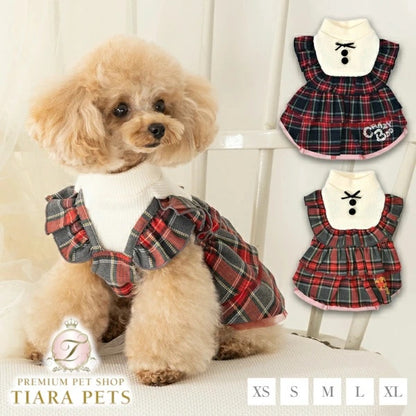 クレイジーブー CRAZYBOO タータンチェックニットワンピ【犬服 小型犬 ワンピース スカート ドレス セレブ】