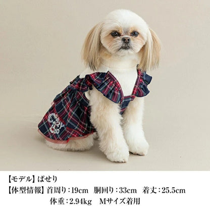 クレイジーブー CRAZYBOO タータンチェックニットワンピ【犬服 小型犬 ワンピース スカート ドレス セレブ】